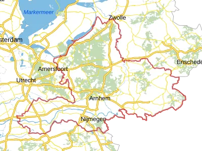 Kaart van Gelderland