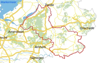 Kaart van Noord- en Oost-Gelderland